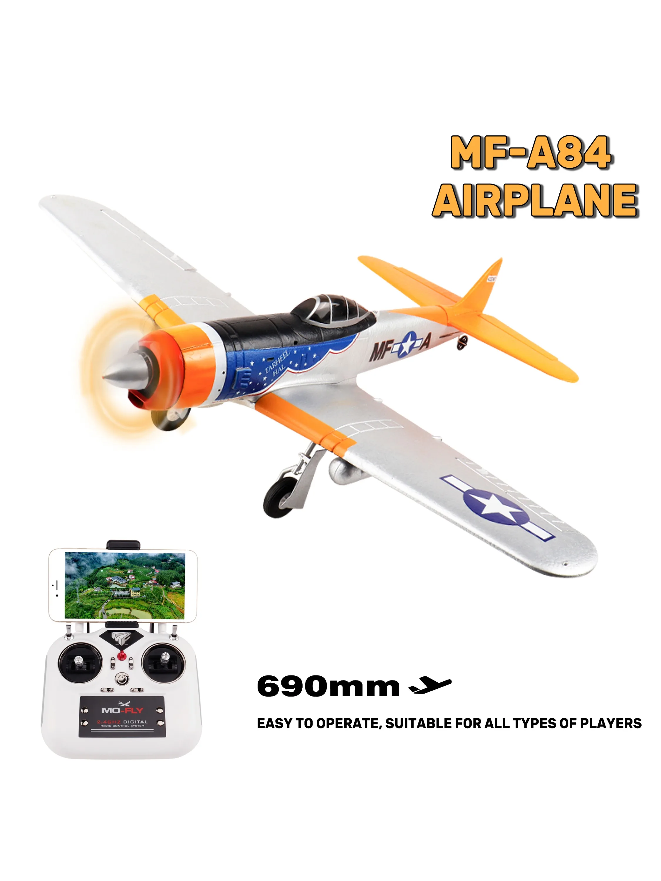 MF-A84 Flugzeug 1/16 2,4G Fernbedienung Flugzeug 690mm Spannweite Starrflügelflugzeug mit Gyroskop Bürstenloses Segelflugzeug Modell Spielzeug