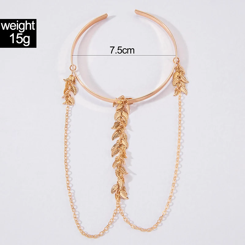 Tocona Luxury Leaf Chain Single Bracelet for Women Girl Korean Charms Cascading Dance Party Alloy Metal Bracelet Anillo 25441