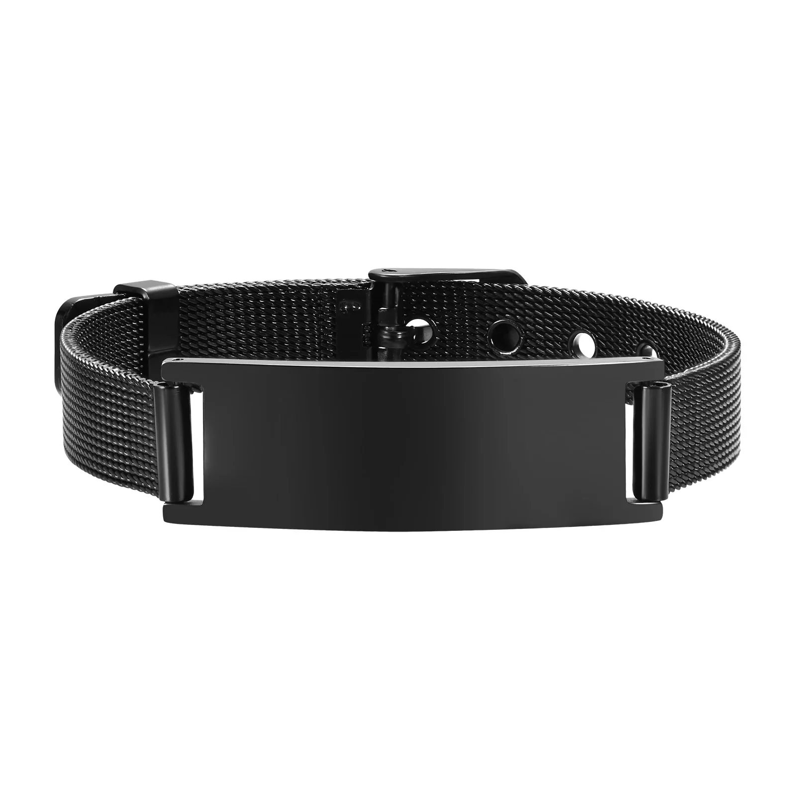 Vnox 10 mm / 16 mm medische waarschuwings-ID-armbanden, heren dames mesh-bandarmband, gratis graveren SOS noodcontactarmband
