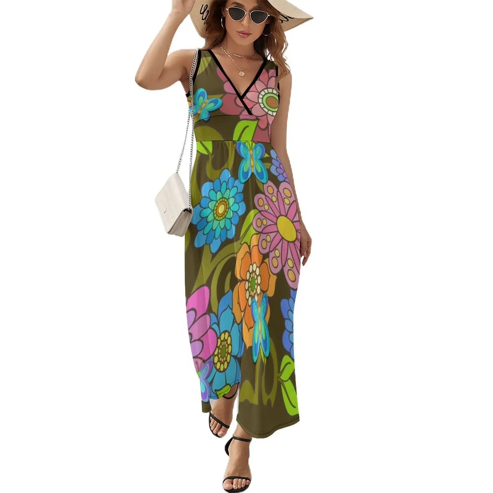 

Floral Garden with Butterflies Sleeveless Dress beach dresses dress summer summer women's dress 2024 Female