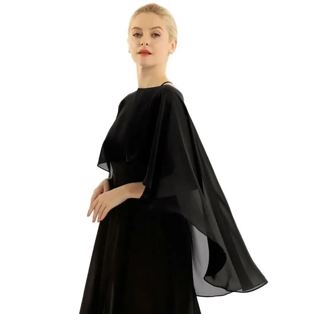 New Fashion Soft Wedding Capes Long Solid Color Chiffon Shrug Evening Cover Up Womens Ladies image 4