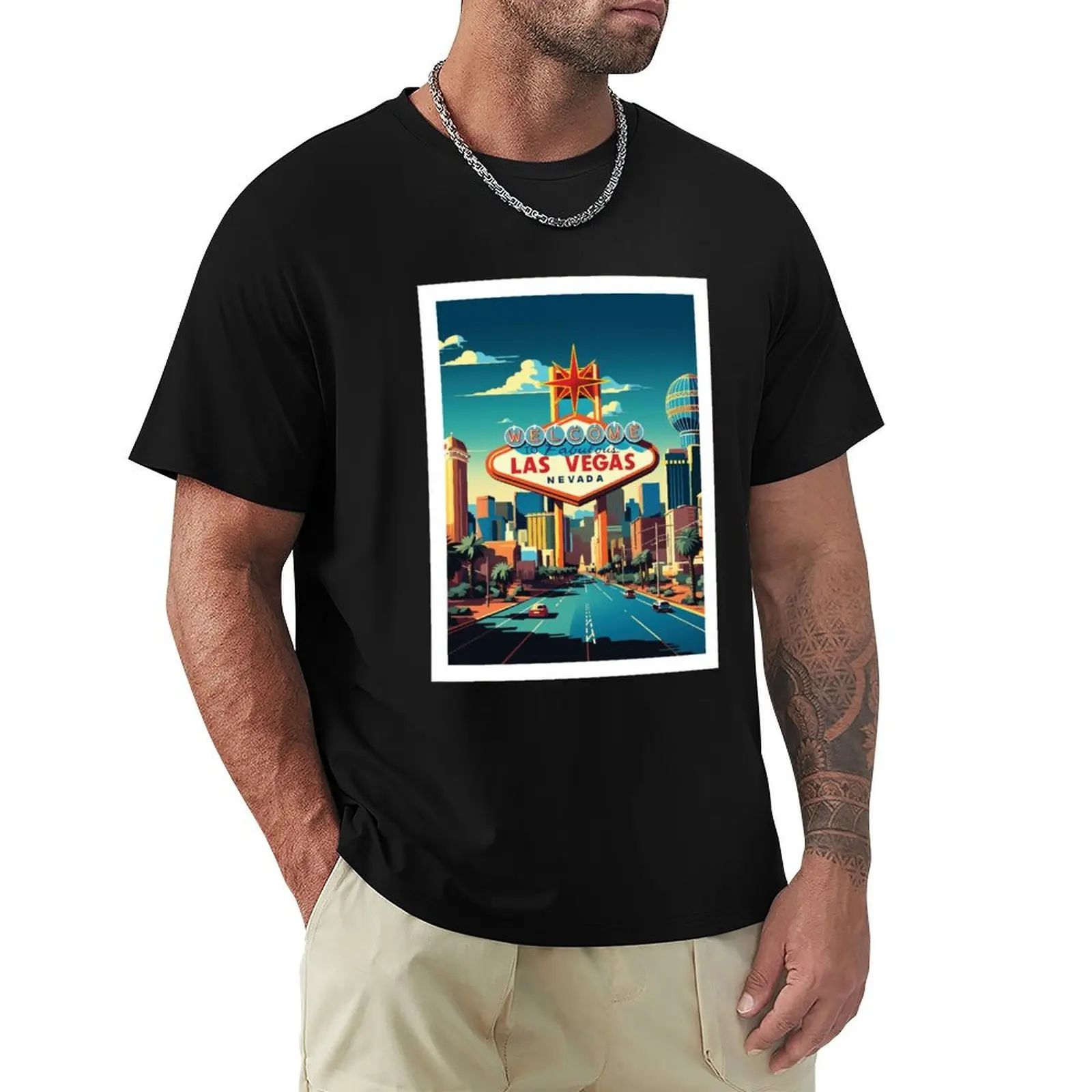 

LAS VEGAS Traditional Travel Poster T-Shirt korean fashion basketball graphic tees funny gifts street wear mens tall t shirts