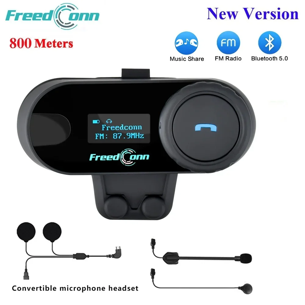 Freedconn TCOM SC Intercom Motorcycle Helmet Wireless Bluetooth Headset Intercomunicador Moto LCD Display FM Radio Music Share