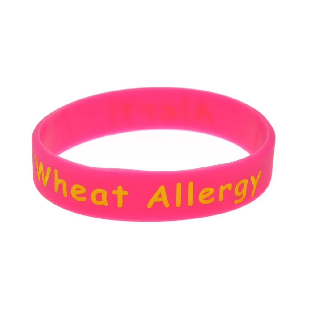 

50 Pcs Alert Wheat Allergy Silicone Bracelet Medical Wristband Children Size 5 Colors