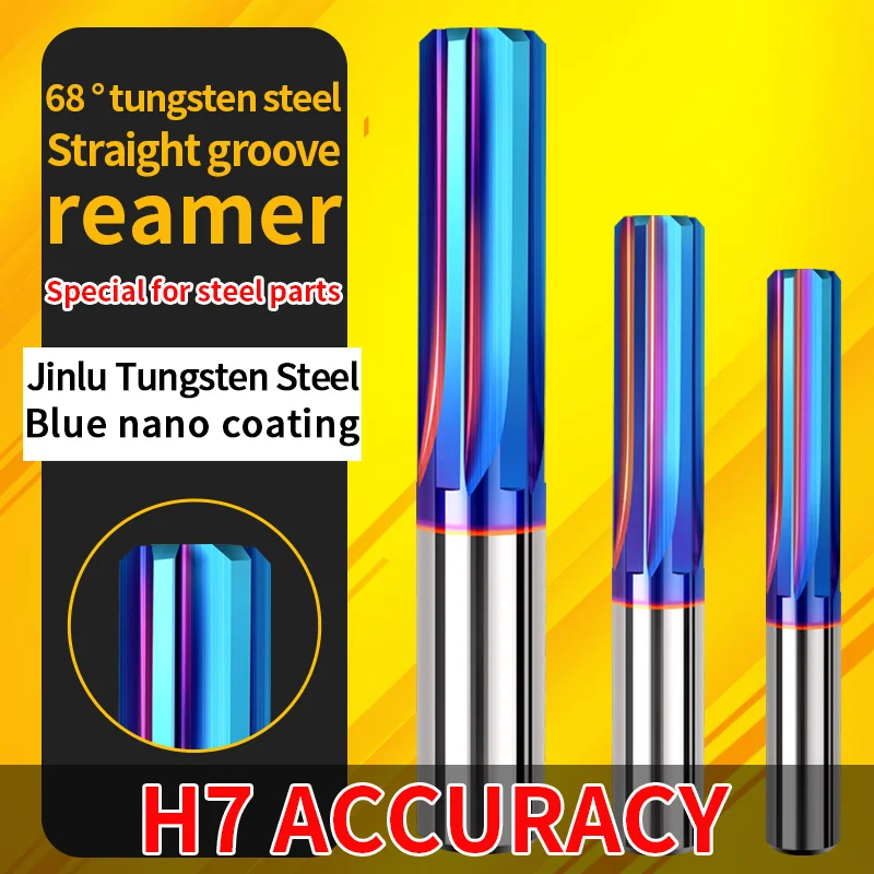 

68 degree blue nano coating tungsten steel reamer alloy high-precision spiral reamer with straight shank machine reamer11-20mm