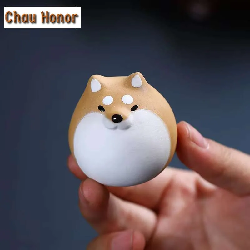 Boutique Yixing Raw Ore Purple Sand Small Shiba Inu Art Tea Pet Decoration Can Raise Cute Handmade Creativity Tea Play Ornaments