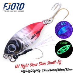 FJORD 10g 15g 20g 40g Jig Hard Lure Micro Sea Slow Sinking Shore Casting Metal Jig UV Night Glow Bait Flattening Fishing Supply