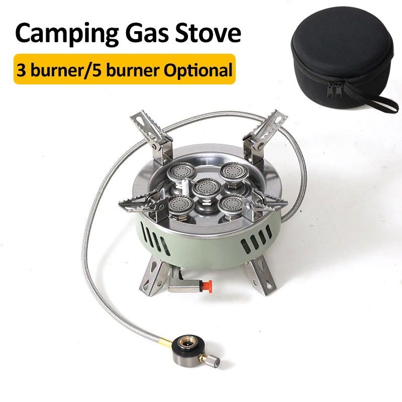 6800W/11000W Camping Gas Stove Outdoor Picnic Stove Folding Head Burner Strong Fire Stove with Storage Bag for Camping Hiking