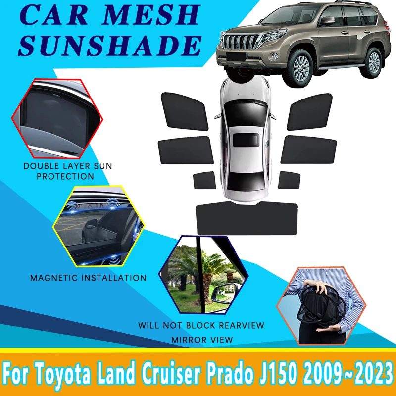 

Сетчатые солнцезащитные козырьки для Lexus GX 460 400 Toyota Land Cruiser Prado J150 2009 ~ 2023 Солнцезащитные магнитные шторы для окон, автомобильные аксессуары