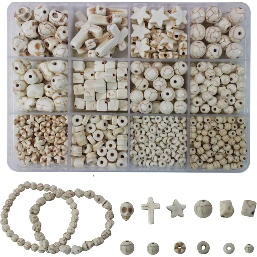 

Наборы бирюзовых бусин для браслета, 1183 шт., череп Heishi, космический говлит, бирюзовые камни, ассортимент камней, бусины для поделок своими руками, декольте