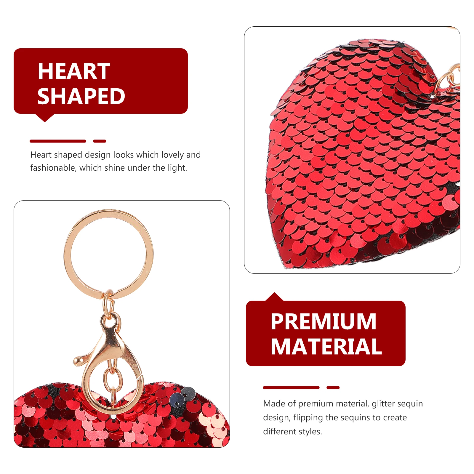 

24 Pcs Bulk Love Keychain Lovers Sequins Women Alloy Valentine Glitter Heart Keychains