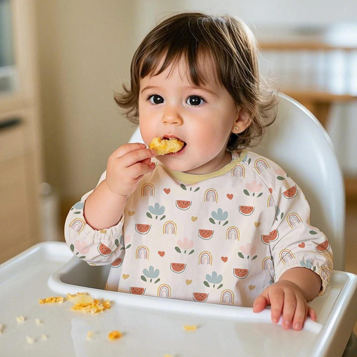 

Kangobaby 6-36M Feeding Neck Baby Long Sleeve Preschool Dining Chair Neck High Chair Tablecloth Cartoon Apron