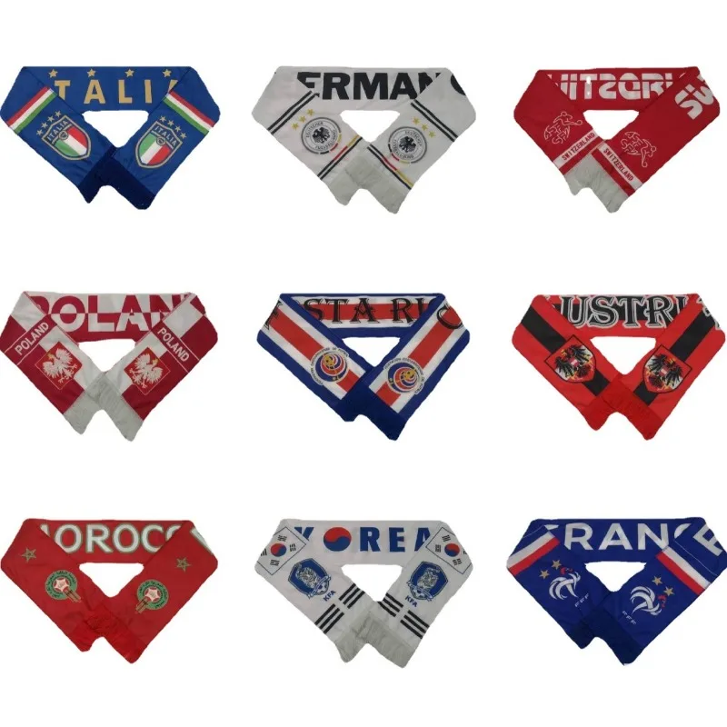 Bufanda de aficionado de fútbol de países: EE. UU., Portugal, Alemania, Francia, Inglaterra, España - Bufanda de fútbol de recuerdo