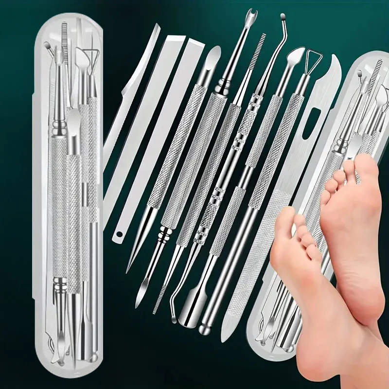 10pcs Stainless Steel Pedicure Tool Set Precision Manicure Knife for Removing Dead Skin Callus Portable Foot Cuticle Care Tools