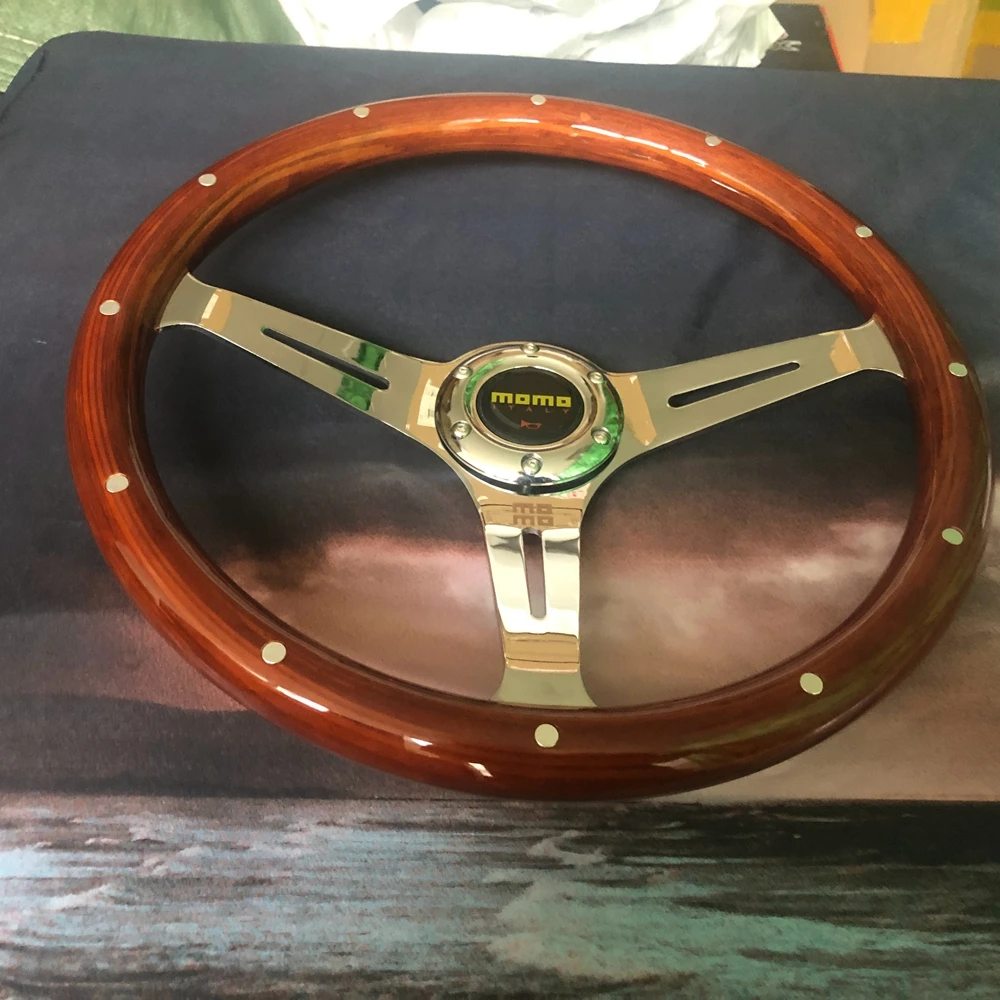 380MM Racing 15Inch MOMO Wood Steering Wheel Drift Car Rally JDM Real Wood MOMO Steering Wheel Volantes For VW HONDA TOYOTA BMW