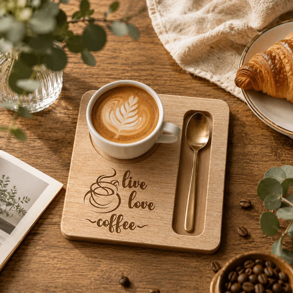 

Saucer Wooden Coffee Coaster Anti-slip Heat-proof Coffee Tray Jewelry Holder Tableware Plates Tea Trays Father's Day Gift
