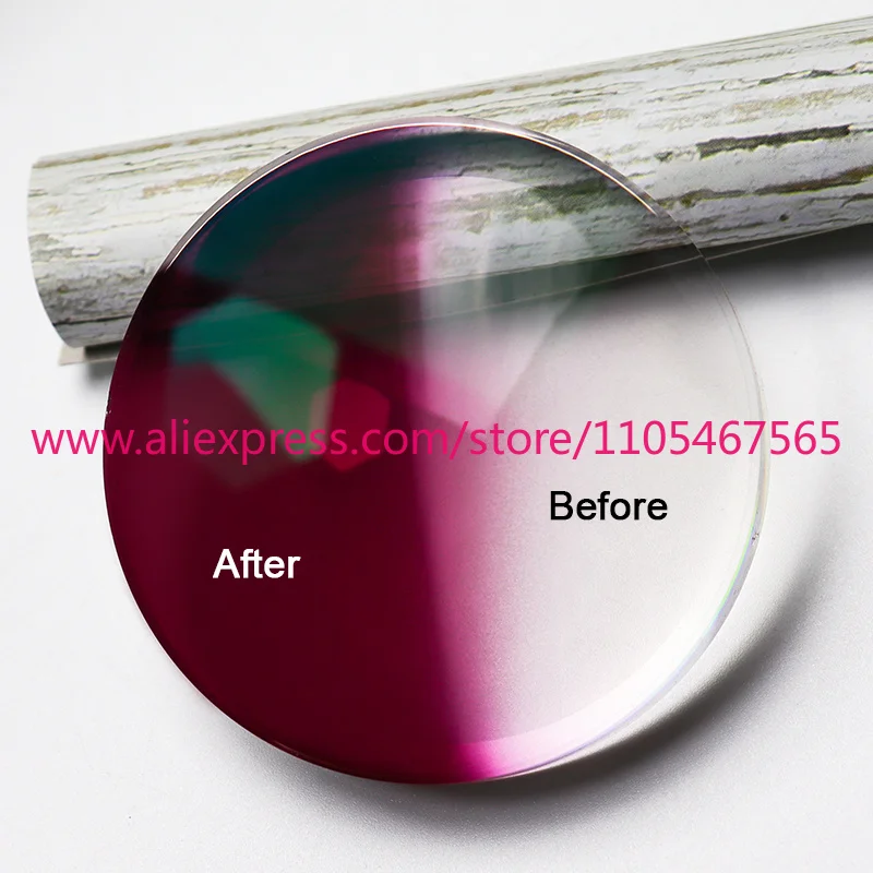 1PCS CR39 1.56 Photochromic Pink/Purple/Blue/Orange/Yellow/Grey Transition Optical Glasses Lenses