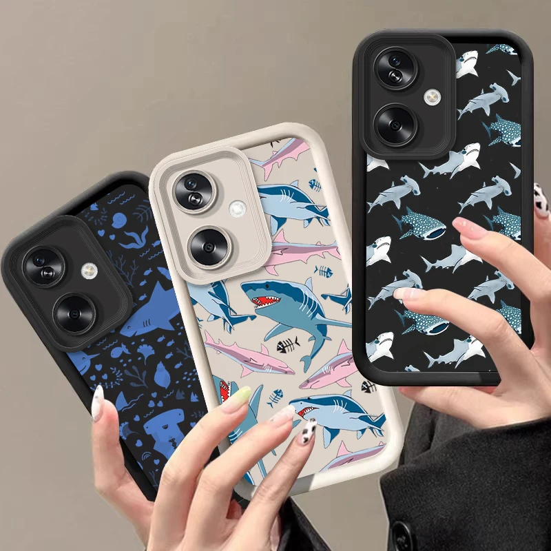 Colorful shark For Oppo Reno 11F 4Z 10 12 PRO A79 60 5G 40 58 78 74 Realme GT 6 C67 Find X3 Lite Soft Silicone Phone Case