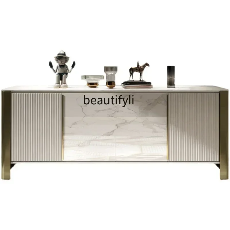 Postmodern light luxury solid wood porch cabinet Italian rock slab is simple  entering  storage decorative cabinet for home useK