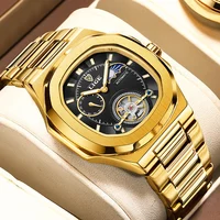 Relojes mecánicos LIGE para hombre, reloj automático cuadrado de lujo de marca superior para hombre, reloj de acero inoxidable resistente al agua, reloj de regalo para hombre