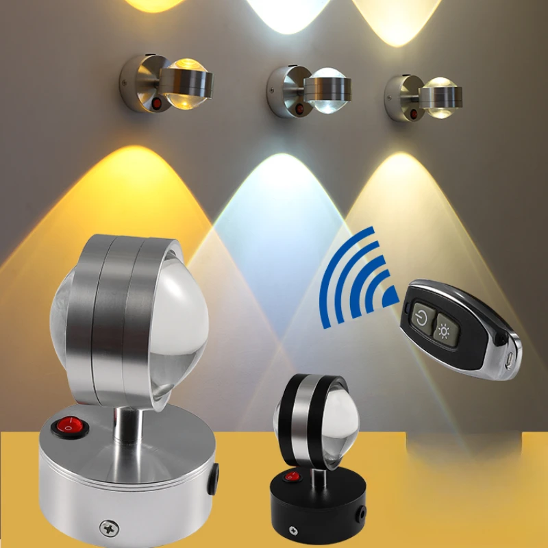 Rechargeable spotlights without perforations, remote control of household LED lights, wireless adhesive wall lights without