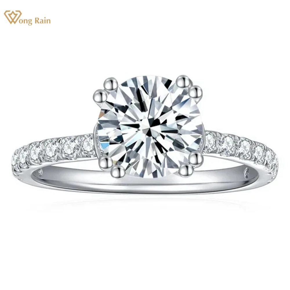 

Wong Rain 925 Sterling Silver 3EX VVS1 D Color Round Cut 1.5CT Real Moissanite Diamond Wedding Engagement Ring for Women Jewelry