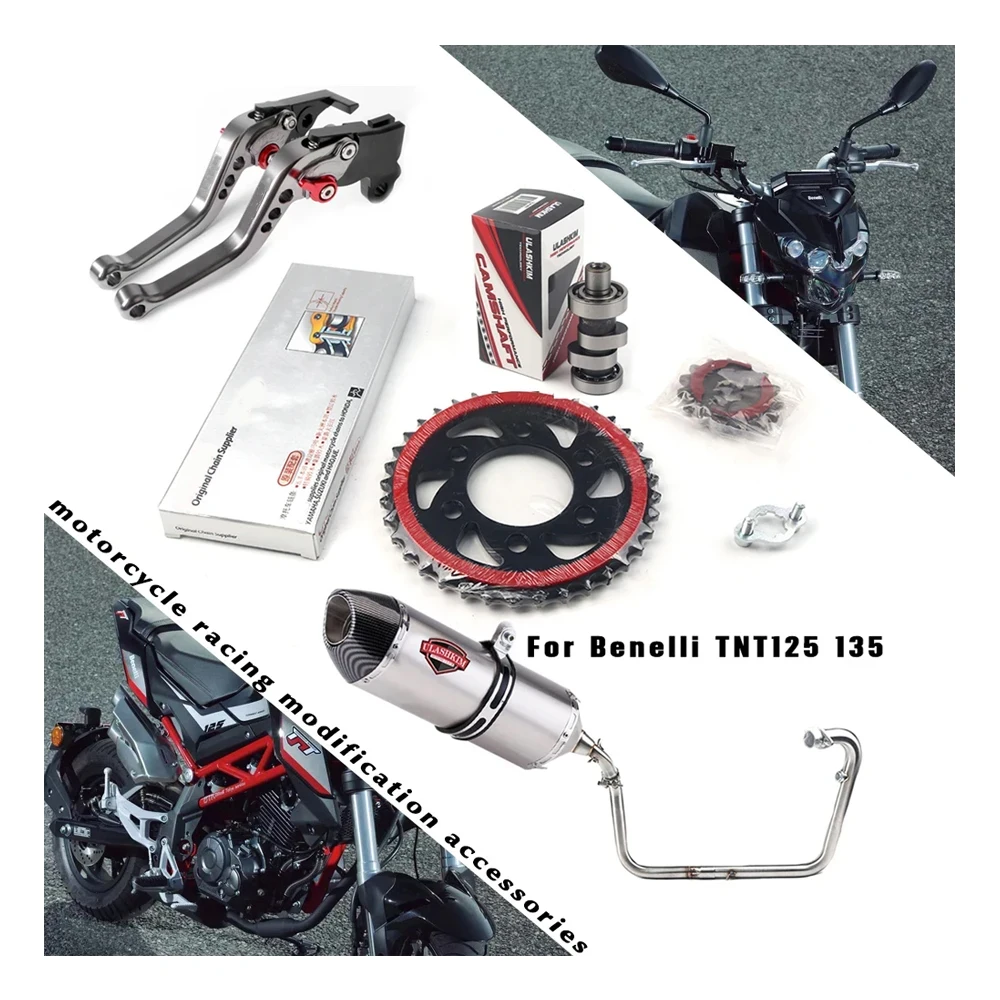 

Tnt125 Motorcycle Racing Modification Accessories for Benelli TNT 125 135 Exhaust Muffler Escape Camshaft Gear Clutch Handle