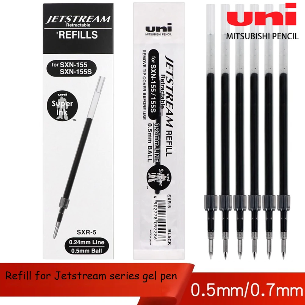 10pcs UNI Jetstream Gel Pens Refills SXR-5 Quick-drying Smooth Ballpoint Refill 0.5/0.7mm Study Office Accessories Stationery