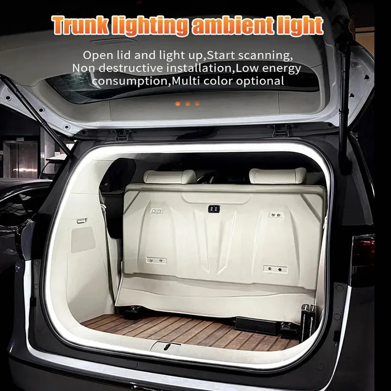Car high brightness trunk lighting ambient light interior decoration LED wiring free automatic sensing tailgate light strip