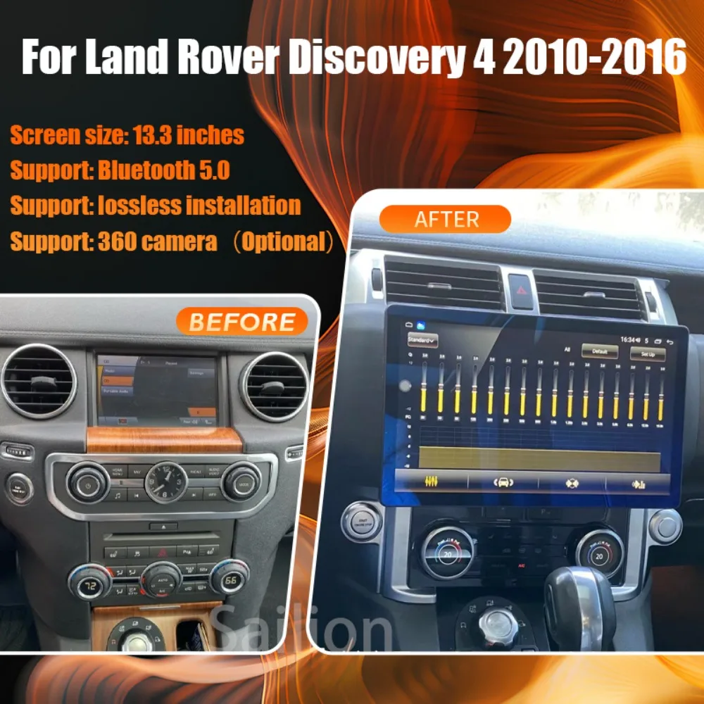 Android 14 Car Radio For Land Rover Discovery 4 2010-2016 Tesla Automotive Multimedia Carplay Auto WIFI Bluetooth Stereo 4G 1Din