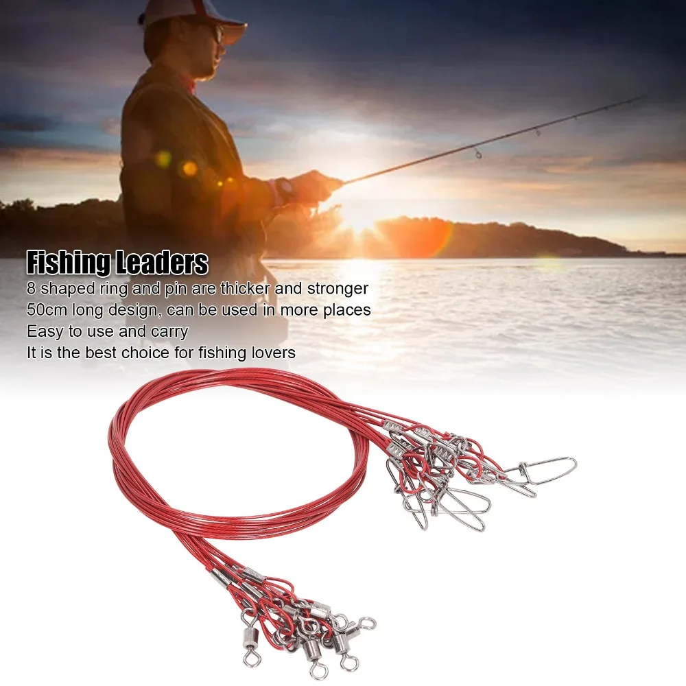 30PCS Anti Bite Fishing Wire Rigs Leaders High Strength Heavy Duty Fishing Line Leaders High Carbon Steel 50cm