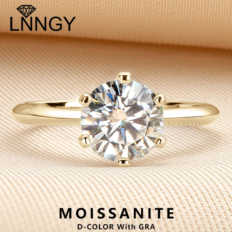 

Lnngy 9MM 3CT Moissanite Ring 925 Sterling Silver Engagement Solitaire Rings for Women Lovers' Couples Wedding Bands Jewelry