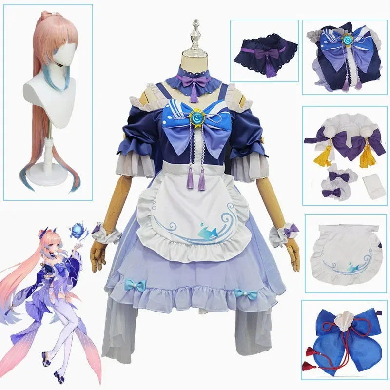 Kokomi-Disfraz de sirvienta para mujer, vestido bonito de Lolita, Genshin Impact, para Halloween y Navidad