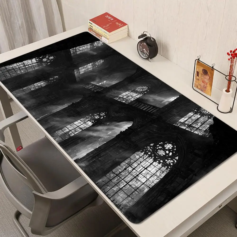 

Gothic Church Interior mouse pad Multi-Size non-slip Gaming mouse pad Gamer E-Sports Mat Game Mechanical Keyboard XXL Desk Mat