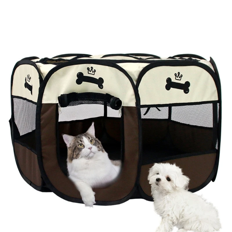 Foldable Dog Tent Cloth Playpen for Puppy Small Pet Octagonal Pets Playtent Puppy Cloth Kennel Cats House for Drop Shipping