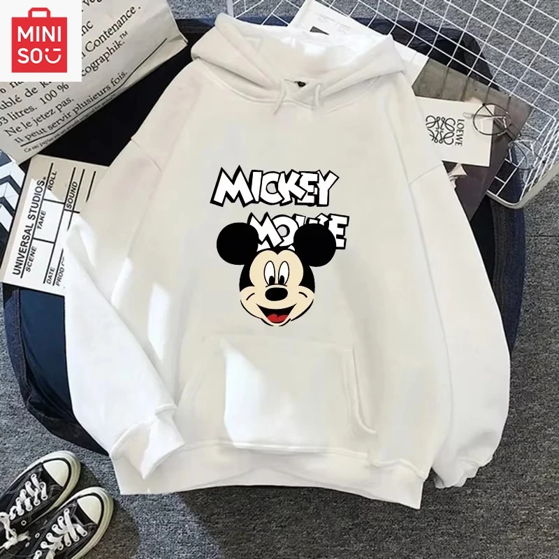 

Fashion Disney Cartoon Graphic Hoodies Mickey Mouse Minnie Christmas Printed Sweatshirt Women Casual Streetwear Pullover Tops