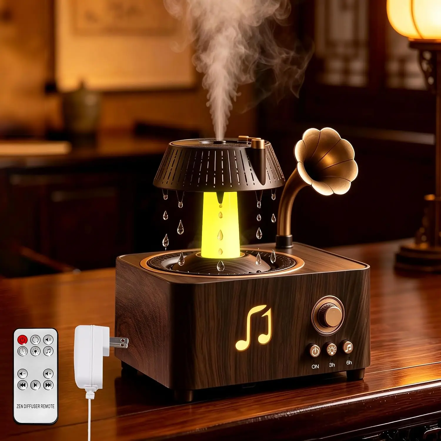Rain Rotating Humidifier Cute Diffuser with White Noise 7 Colors LED