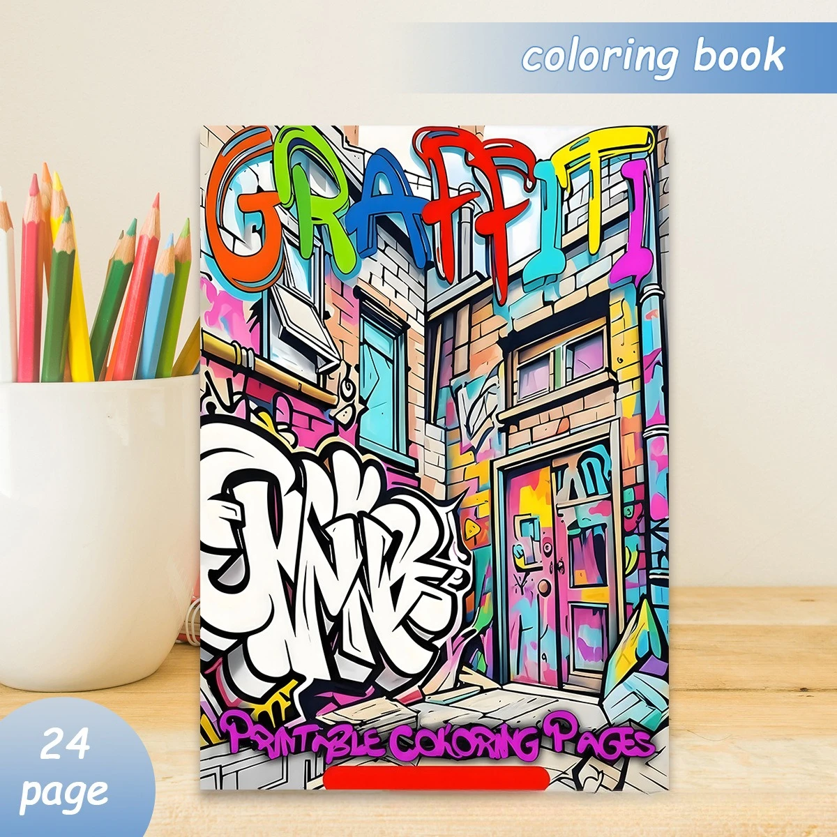 A4 Graffiti Street Art Adult Coloring Book 24 Pages Urban Style Designs for Adults Stress Relief Relaxation Creative Gift