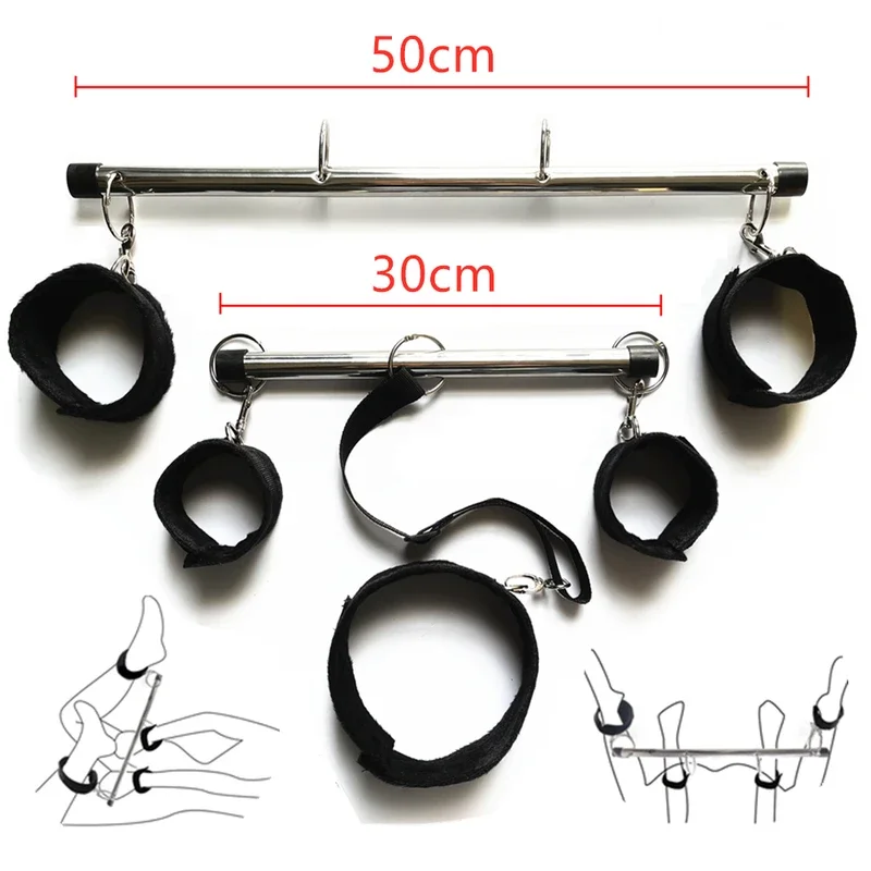 BDSM  Kit Spreader Bar Handcuffs Ankle Cuffs Fetish Restraints Set Sex Toys for Couples