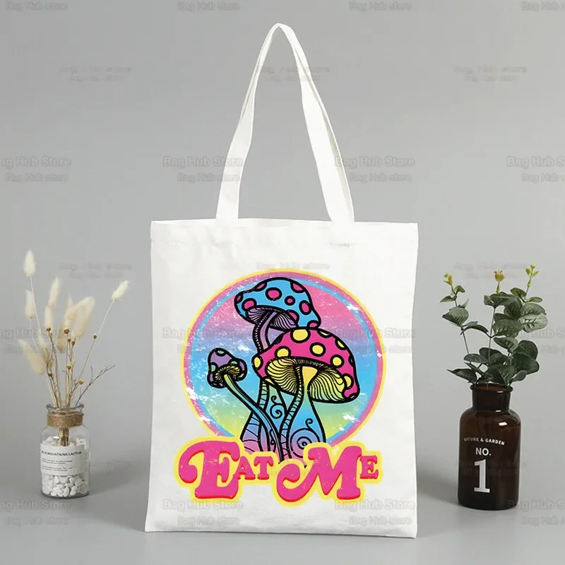 Mushroom Kawaii Ulzzang Shopping Bag Tote Bag Shoulder Bag Grunge Graphic Aesthetic Canvas Bags Capacity College Handbag