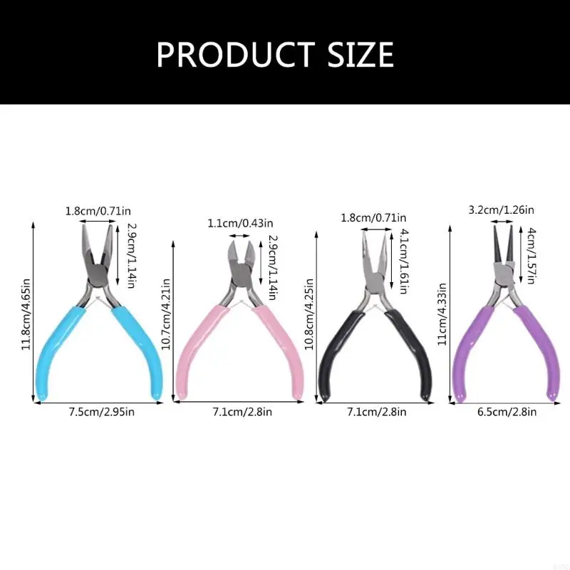 M4YC 4PCS 인체 공학적 핸들 보석 플라이어 와이어 굽힘 펜더 와이어 모양의 펜치 구슬 플라이어 공예 및 보석 제작