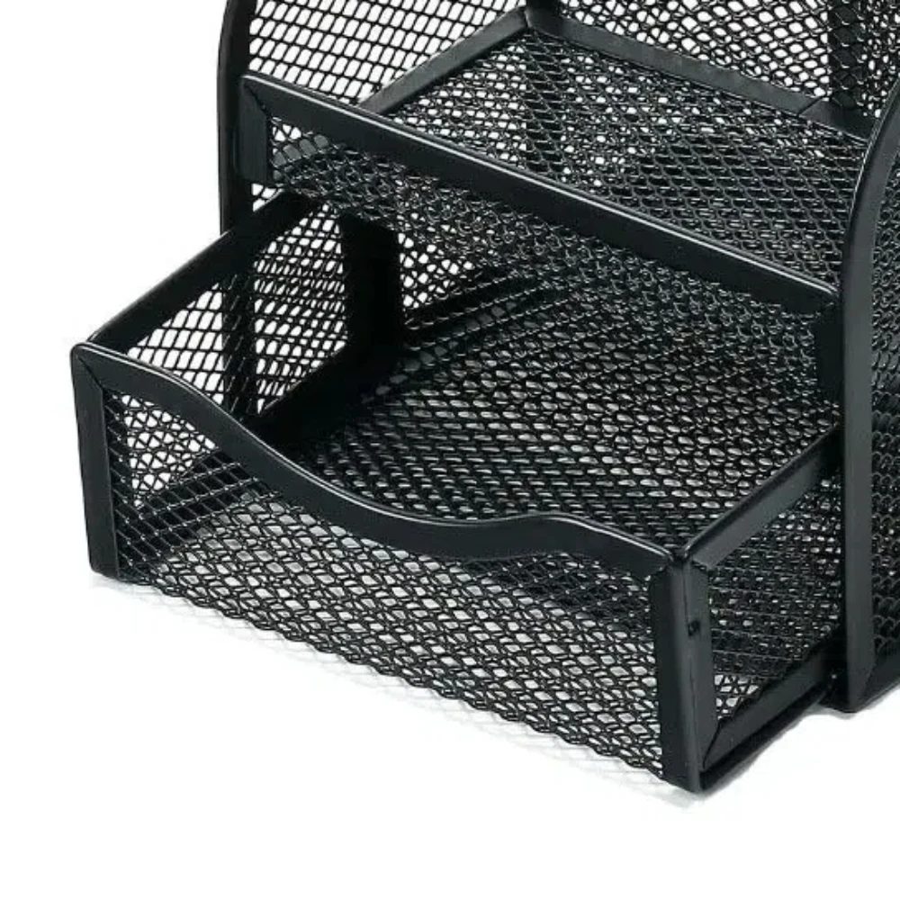 

Drawer Style Desk Stationery Organizer 4 Grid Large Capacity Metal Pen Holder Box Space-saving Mesh Pencil Storage Rack Student