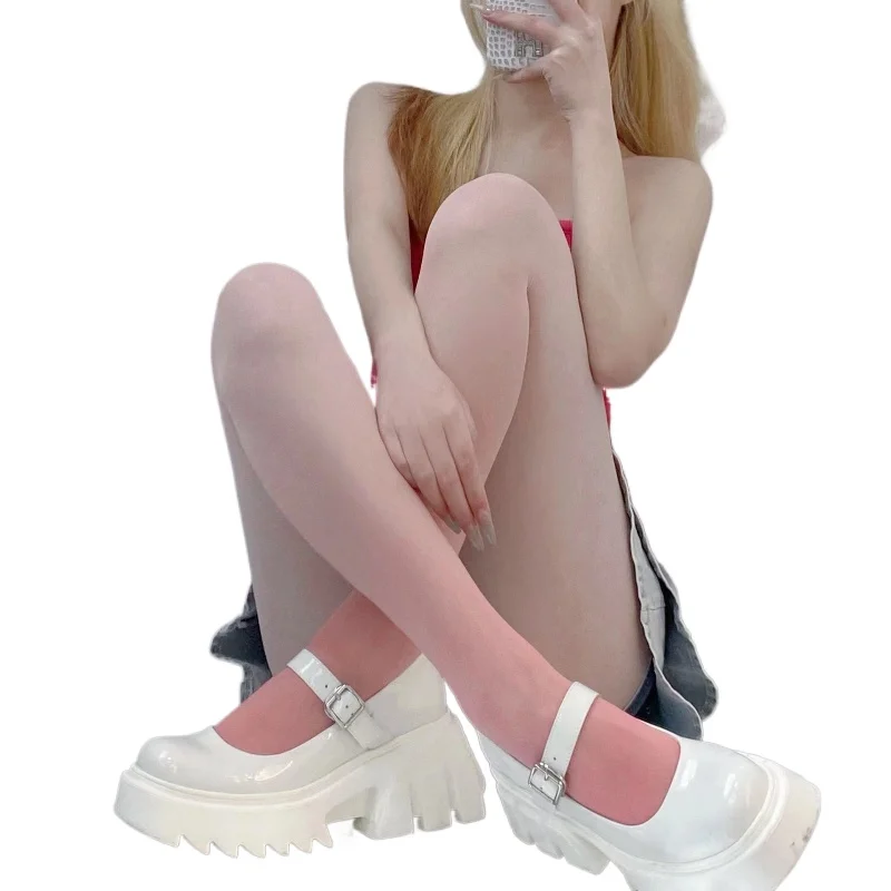 Meia-calça mudança gradual rosa meias humor doce l feminino seda branca aberta meias pretas sexy doce cor meia-calça