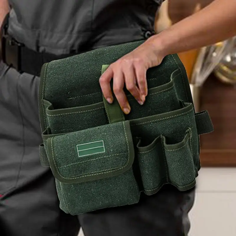 Versátil Canvas Tool Belt para Carpenters, pequena ferramenta malote com cinto, vários bolsos