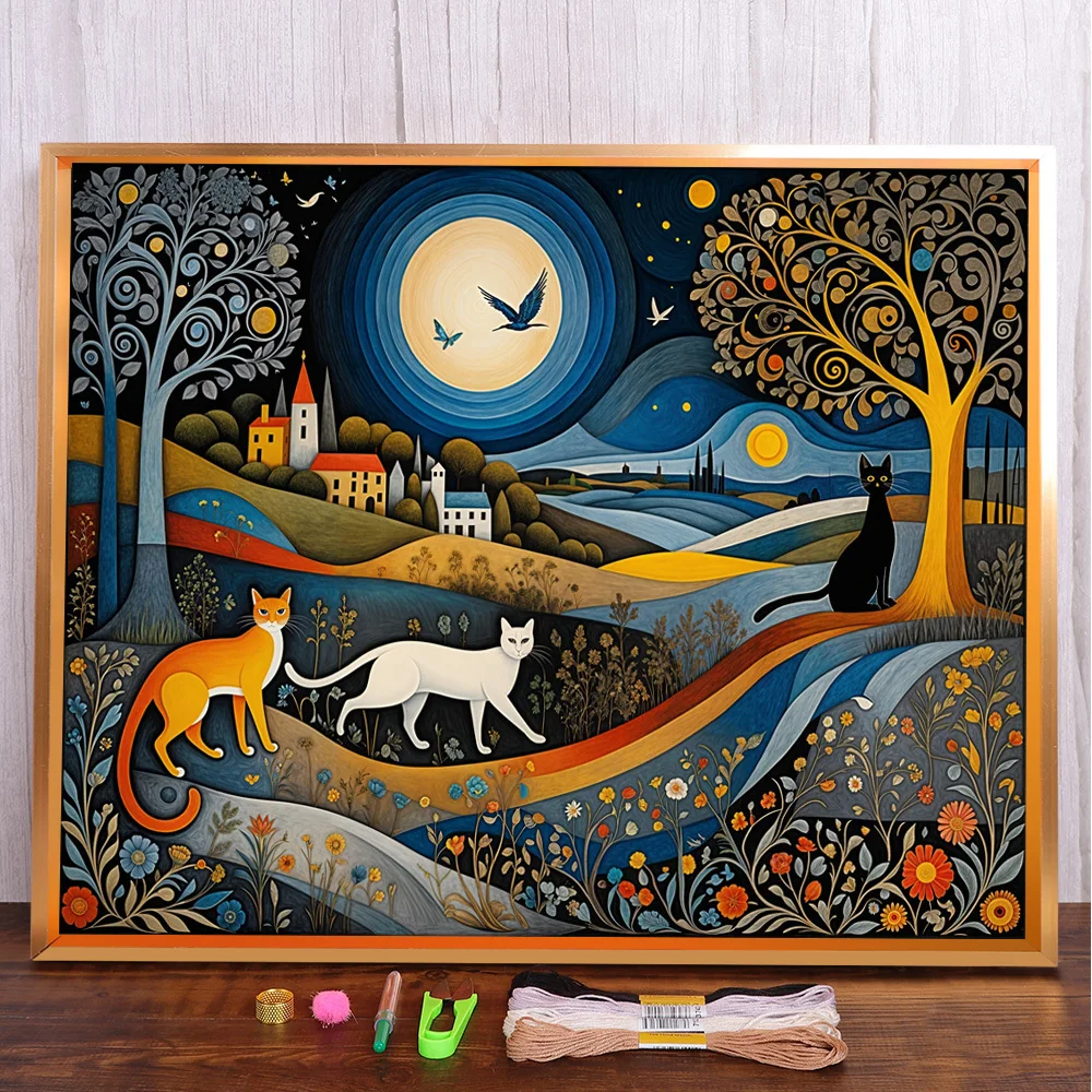 

Landscape Moon Night Cross Stitch DIY Embroidery Patterns Needlework Handicraft Knitting Painting Gift Wholesale For Adults
