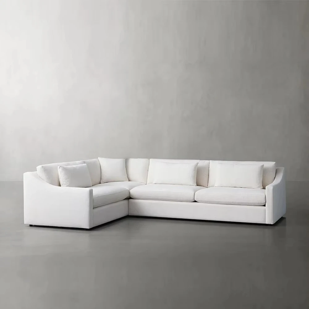 Contemporary Two-Piece Modular Square Sectional Sofa Bed Set Wood Fabric with Sponge Filling for Hotel Villa or Living Room