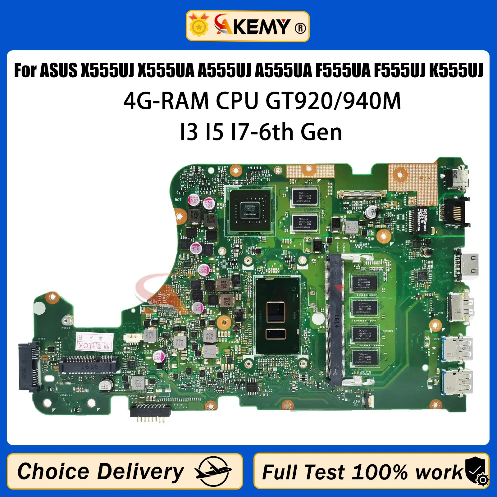 Akemy X555UJ Mainboard For ASUS X555UF X555UA X555UB X555UQ A555UJ A555UA A555UB F555UA F555UB F555UJ K555UJ Laptop Motherboard