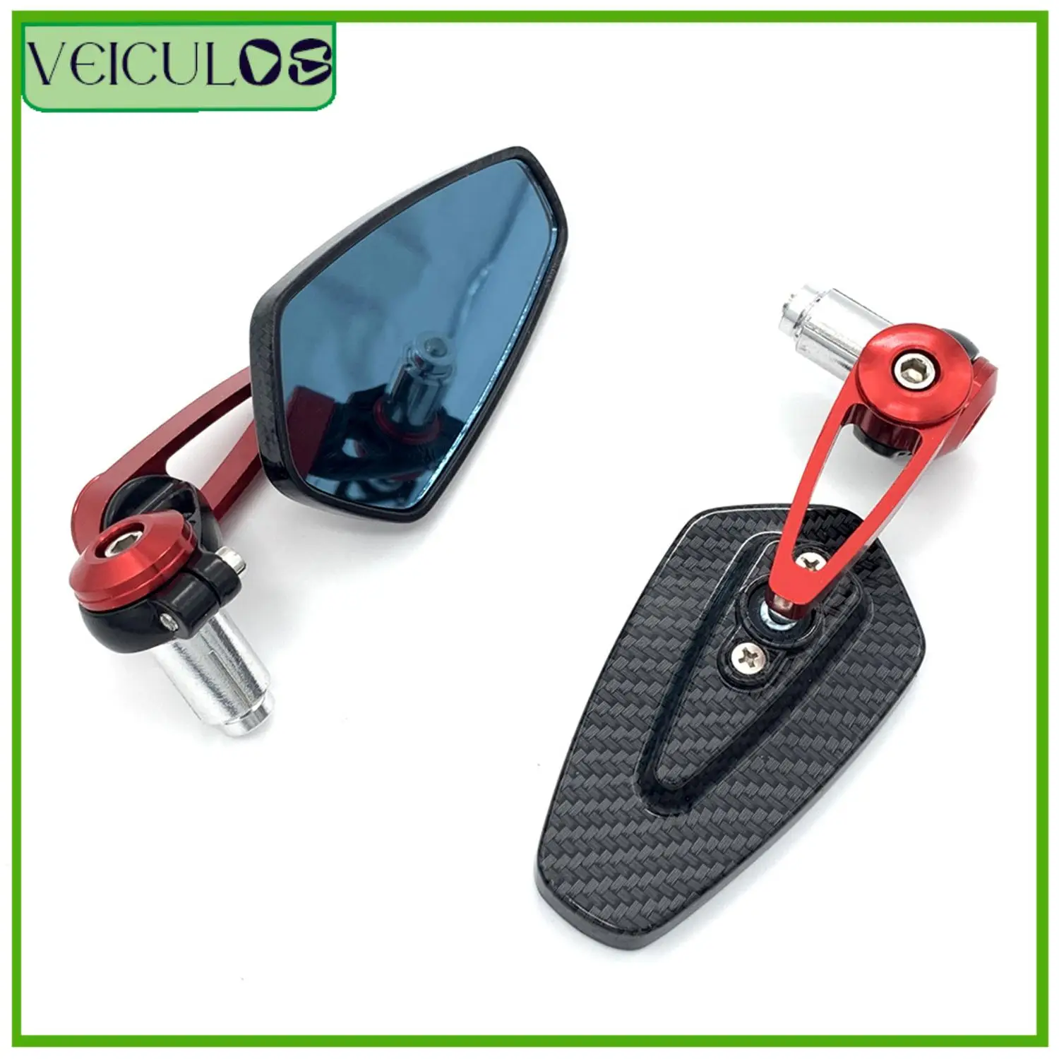 1Pair Motorcycle Rearview Mirror  Black /Red Carbon Fiber Pattern Handlebar Mirror Rear Mirror Motorbike Accessories Parts