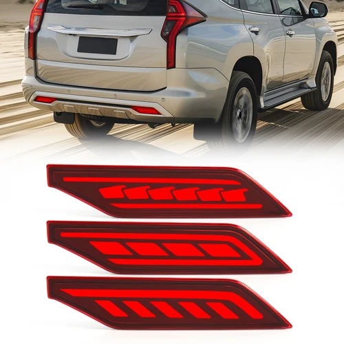 Luces reflectoras de parachoques LED para Mitsubishi Pajero Shogun Montero, señal de giro dinámica, freno, luces de circulación diurna, 2019, 2020, 2021