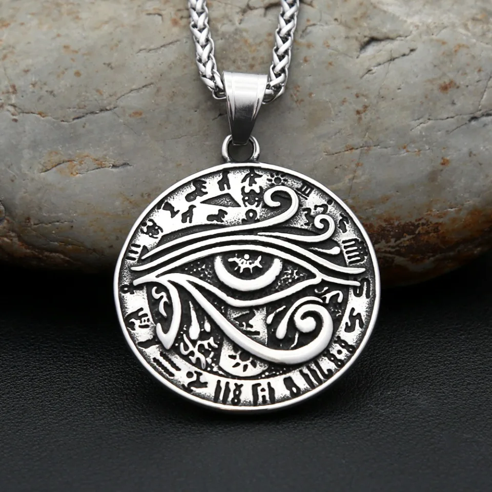 Vintage Classic Eye of Horus Pendant Stainless Steel Ancient Egyptian Totem Necklaces For Men Women Religious Amulet Jewelry